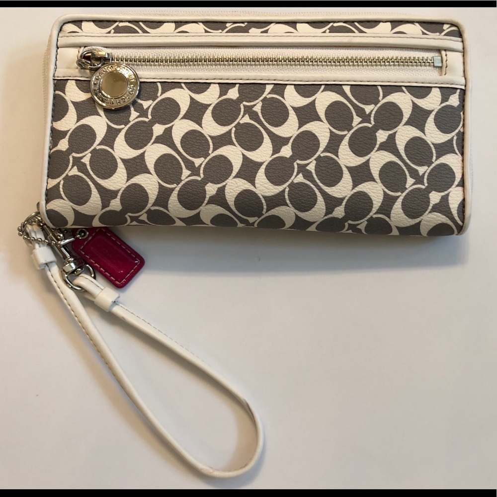 Brown & White Coach Wristlet